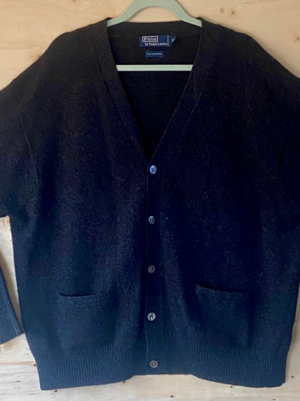 POLO Ralph Lauren  XXL Black  Sweater  Lambswool  preppyCardigan Men Button